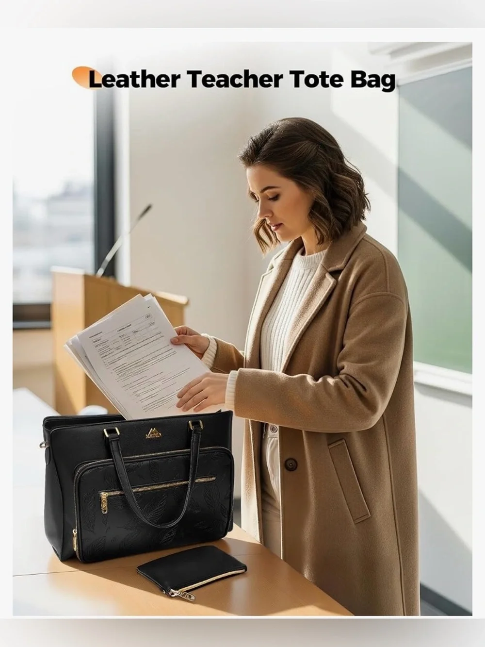 Matein NWT Black Convertible Laptop Tote Backpack Teacher Work Travel Bag RFID